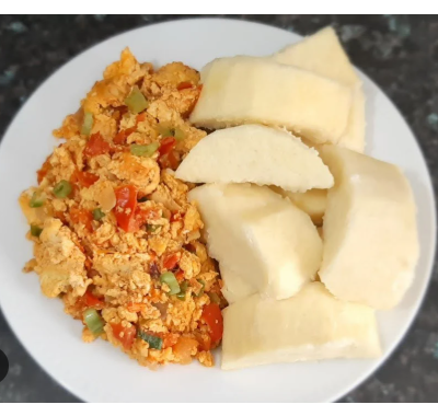 Boiled Yam and Egg Sauce